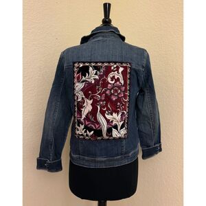 Chico's Denim Embroidered Jacket Shacket - Sz 0 (4/6)